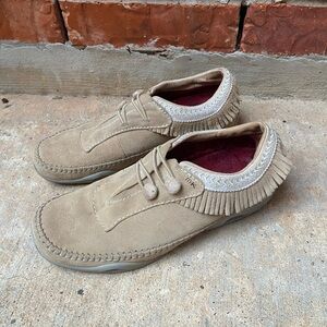 Michelle Womens 10 Beige Nude Mocassin Loafers Boho Southwestern